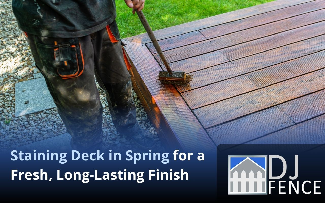 Cleaning and sweeping a deck surface before applying stain