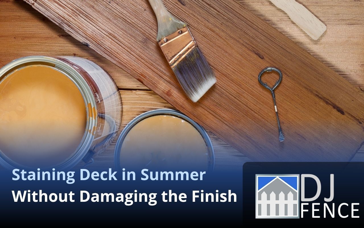Staining tools and brushes ready for a summer deck project