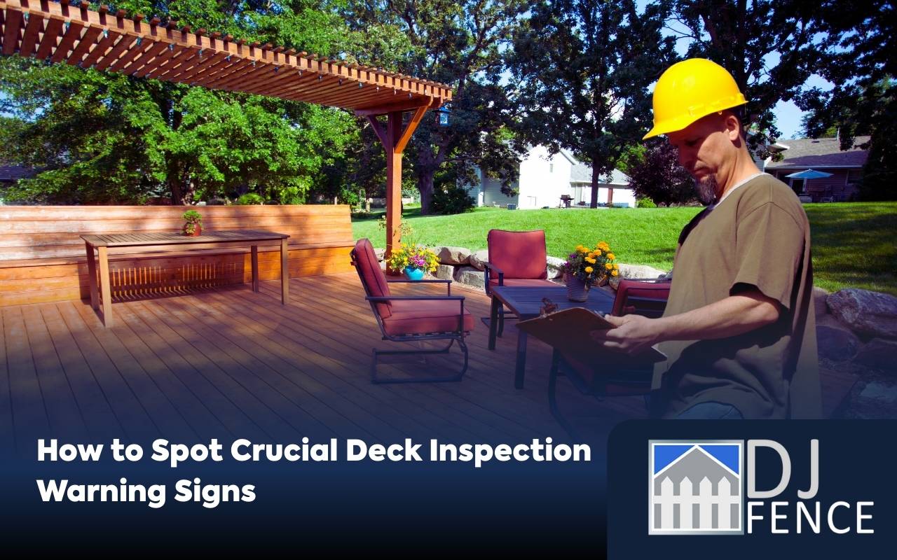 Deck inspection warning signs showing early wood rot