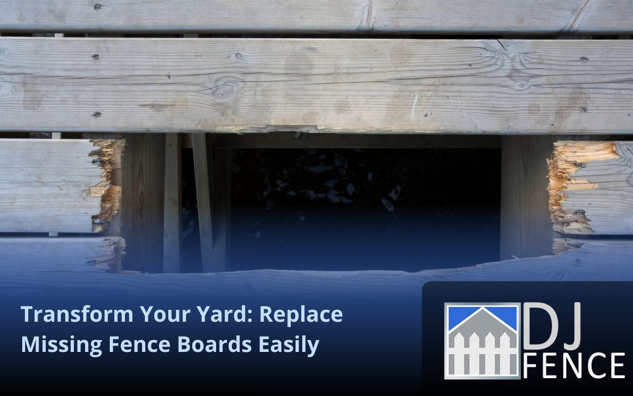 Missing fence boards before replacement in backyard