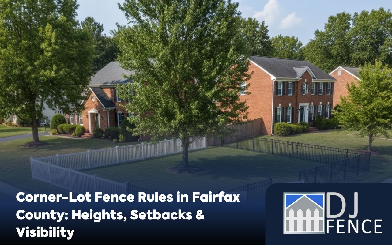 Front yard fence showing Corner Lot Fence Rules in Fairfax County with low height and clear sight triangle at the corner.