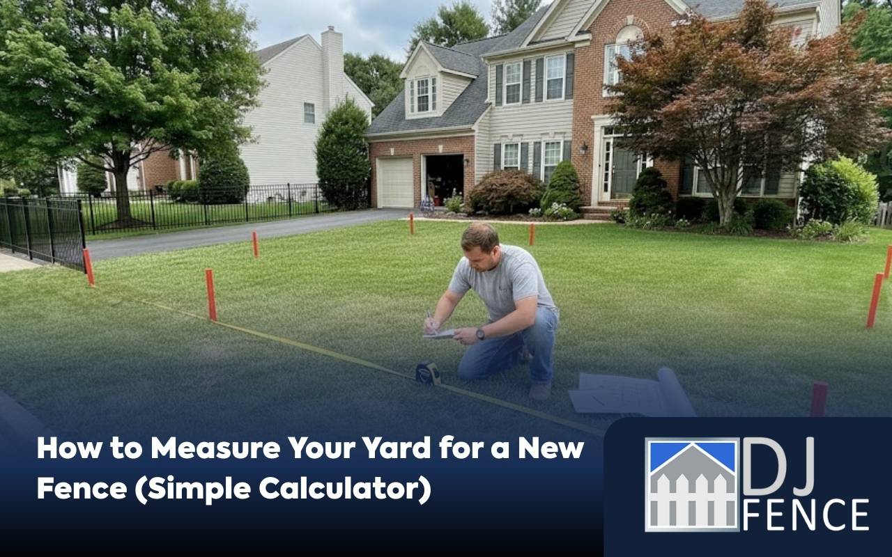 Homeowner marking a yard layout to show how to measure yard for fence accurately.