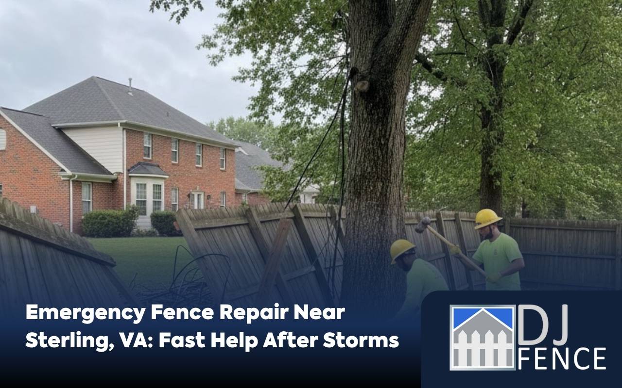 Emergency Fence Repair in Sterling VA for a storm-damaged wooden backyard fence