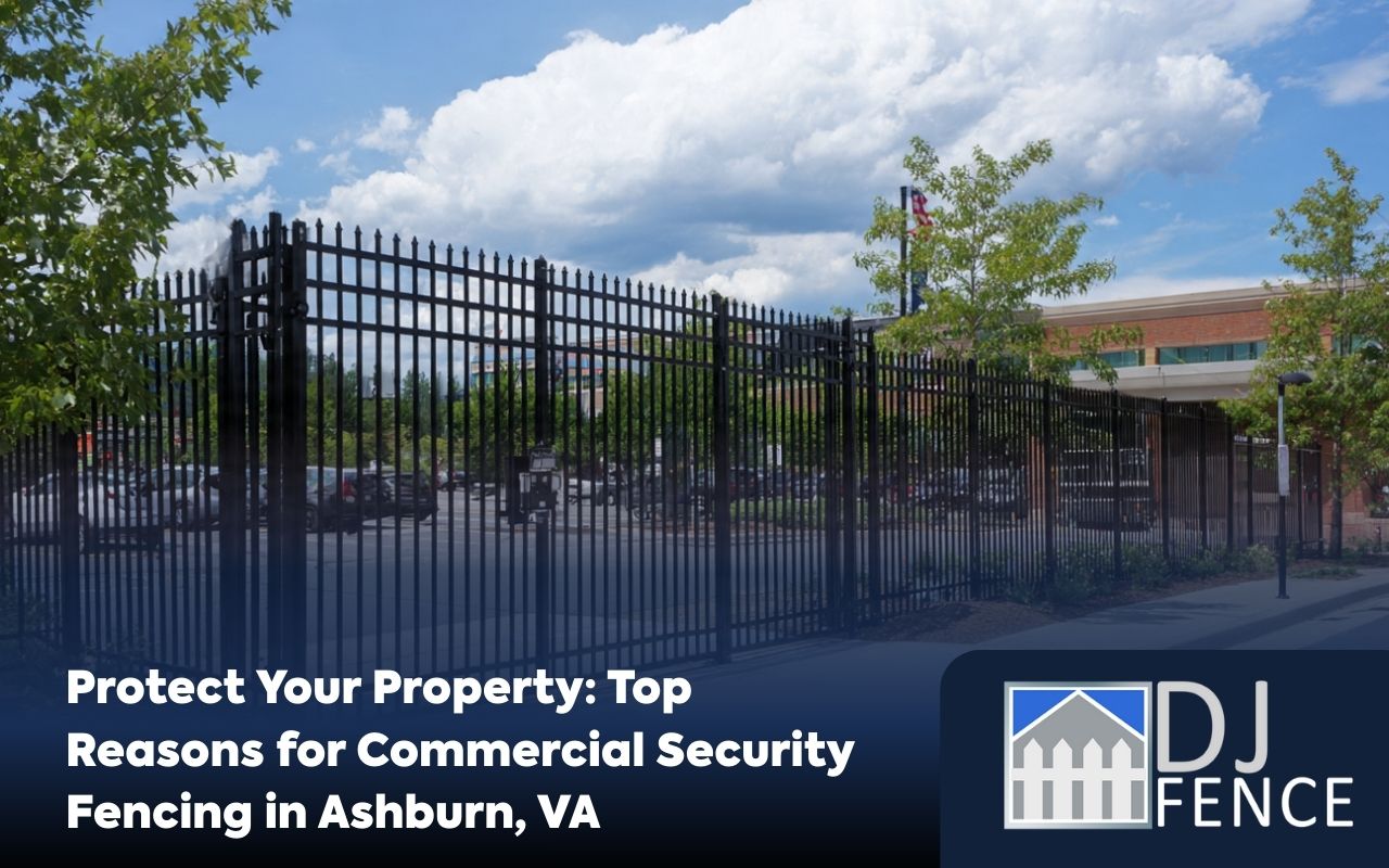 Commercial security fencing in Ashburn, VA protecting a business perimeter with secure access points.