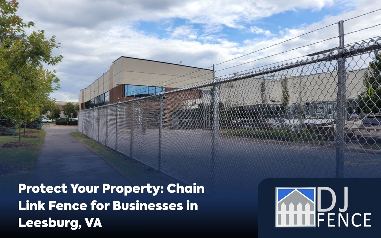 Chain link fence for businesses in Leesburg, VA installed around a commercial property by DJ Fence