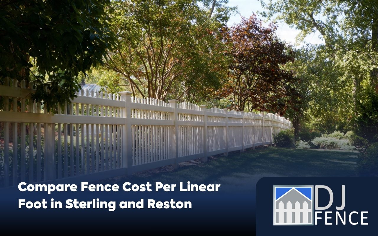 Fence cost per linear foot Sterling, VA influenced by wood, vinyl, aluminum, and chain-link materials