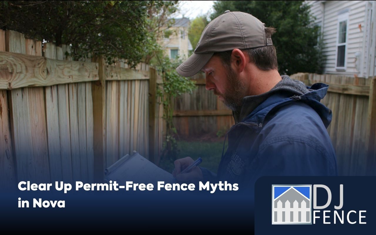Homeowner reviewing Permit-free fence projects Nova myths with a fence plan in Nova