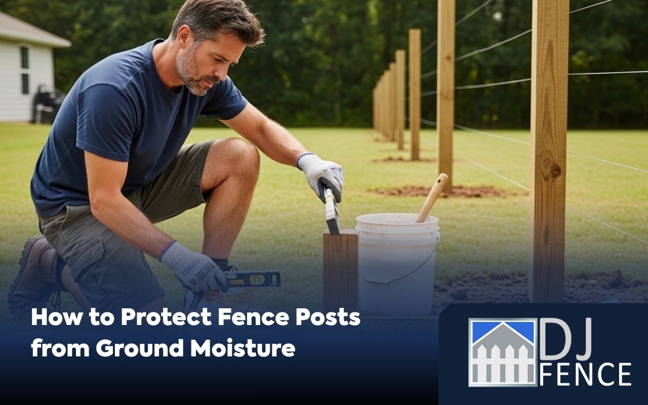 Homeowner learning how to protect fence posts from ground moisture with proper installation