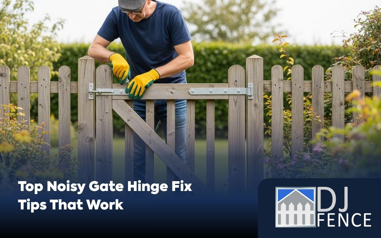 homeowner checking hinges with noisy gate hinge fix tips