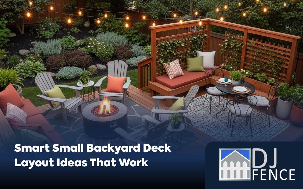 Cozy outdoor setup with small backyard deck layout ideas