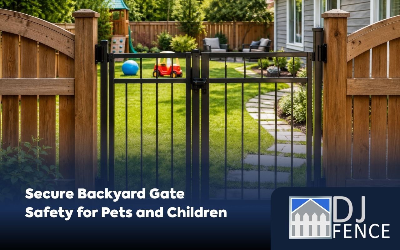 Backyard gate safety setup for a family yard with pets and children