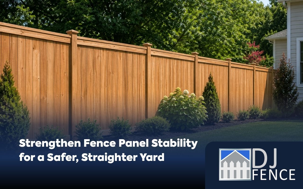 Straight fence panels showing strong fence panel stability in a clean yard