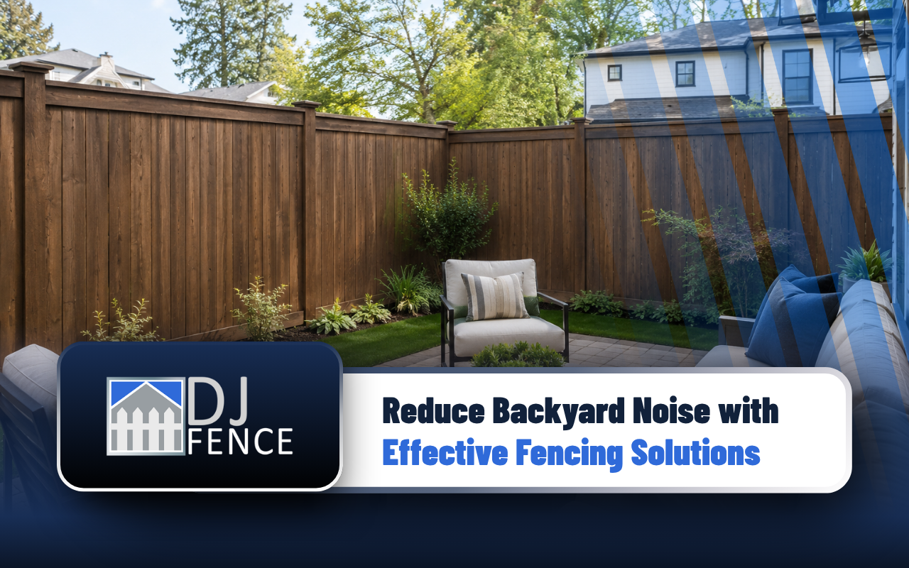 Solid backyard noise reduction fencing around a private outdoor space