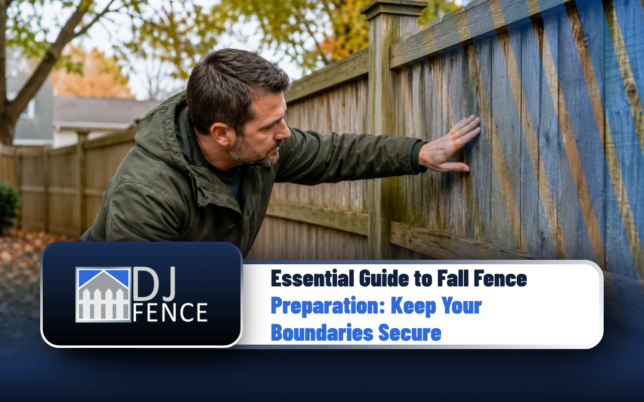 Homeowner completing a fall fence preparation inspection