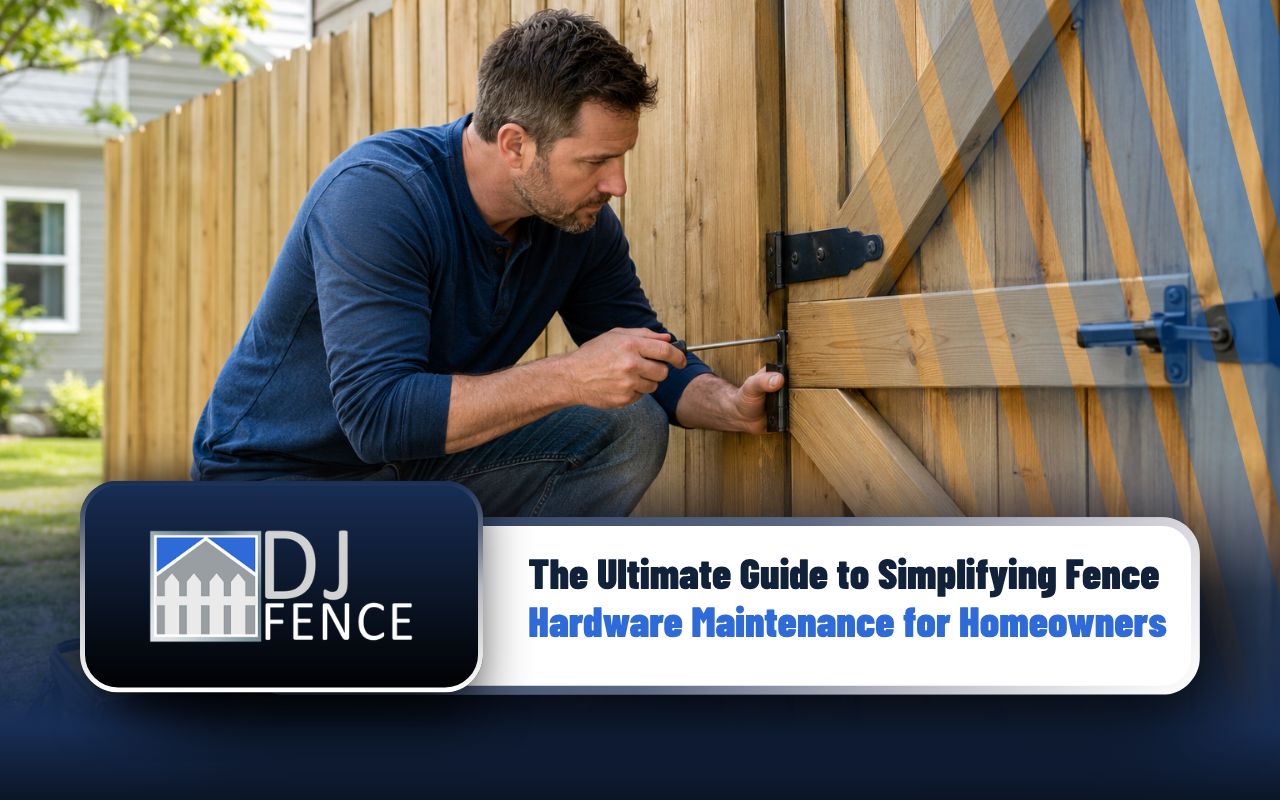 Homeowner following a fence hardware maintenance checklist