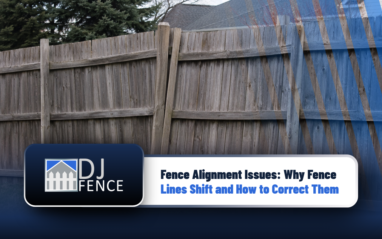 Uneven residential fence line showing post movement